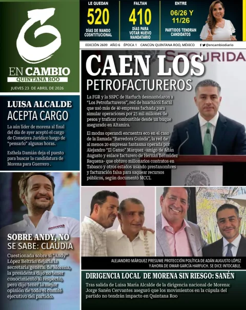 Portada de En Cambio - Quintana Roo (portada) del jueves, 23 de abril de 2026