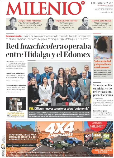 Portada de Milenio Edo de Mexico del jueves, 23 de abril de 2026