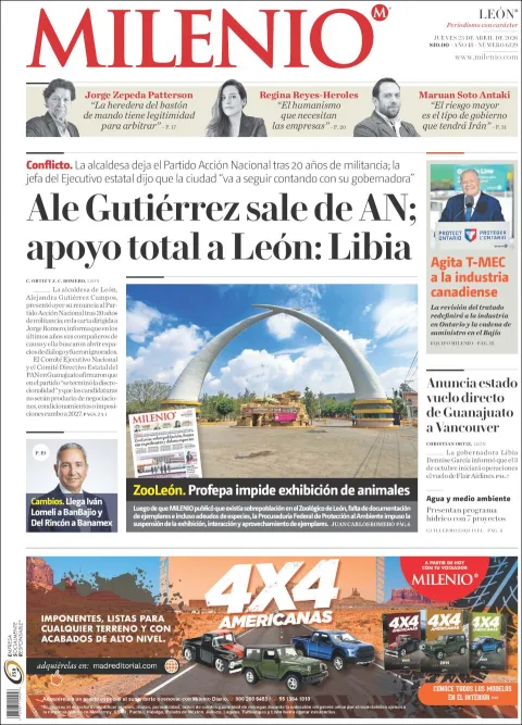 Portada de Milenio Leon del jueves, 23 de abril de 2026