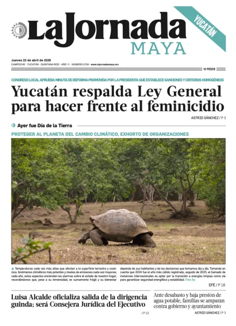 Portada de La Jornada Maya Yucatán del jueves, 23 de abril de 2026