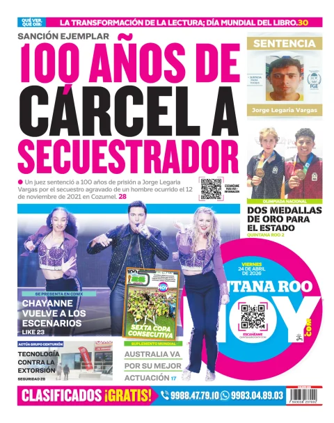 Portada de Quintana Roo Hoy (contraportada)