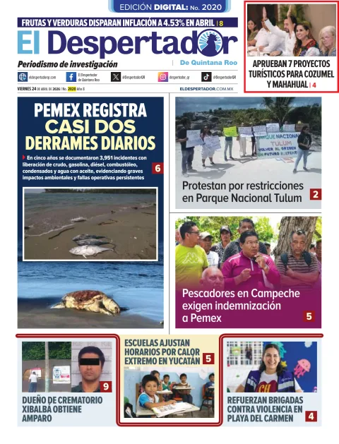 Portada de El Despertador de Quintana Roo del viernes, 24 de abril de 2026