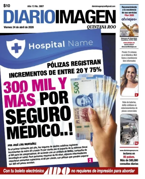 Portada de Diario Imagen Quintana Roo del viernes, 24 de abril de 2026