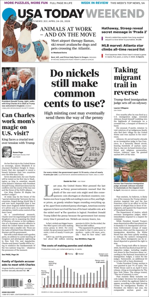 Portada de Usa Today