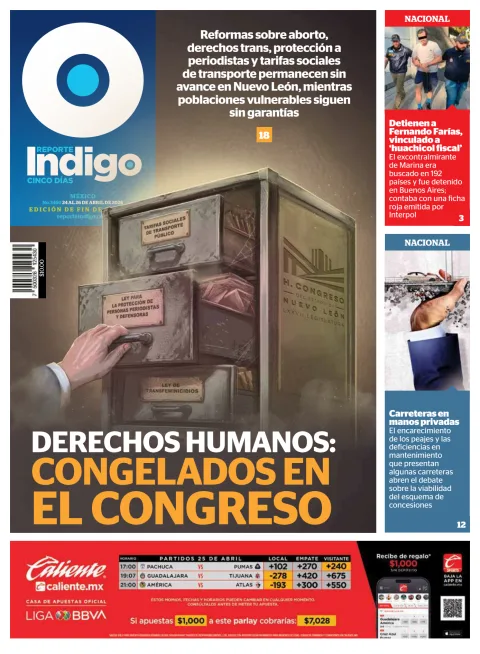 Portada de Reporte Indigo Monterrey del viernes, 24 de abril de 2026
