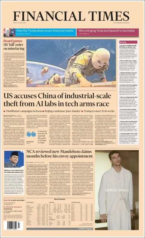 Portada de Financial Times del 2026-04-24