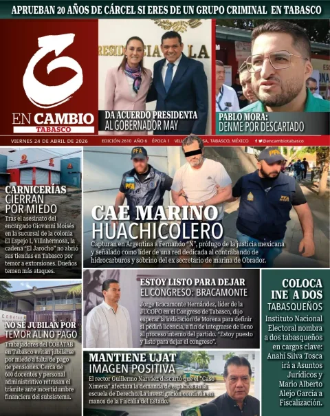 Portada de En Cambio - Tabasco (portada) del viernes, 24 de abril de 2026