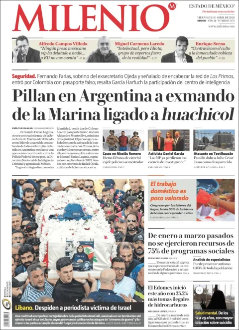Portada de Milenio Edo de Mexico del viernes, 24 de abril de 2026