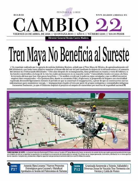 Portada de Diario Cambio 22 (portada) del viernes, 24 de abril de 2026