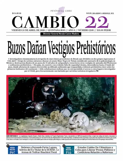 Portada de Diario Cambio 22 (contraportada) del viernes, 24 de abril de 2026