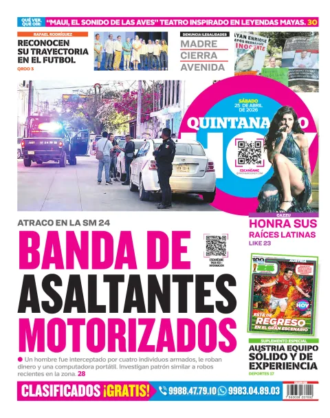 Portada de Quintana Roo Hoy (contraportada)