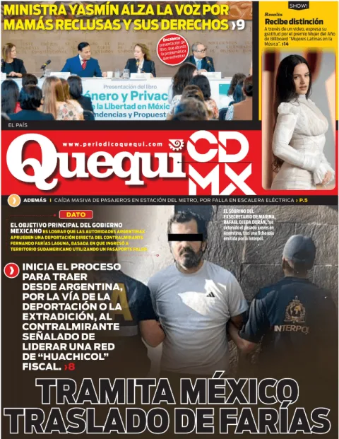 Portada de Quequi CDMX (contraportada) del sábado, 25 de abril de 2026