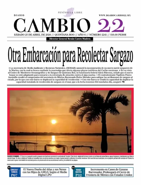 Portada de Diario Cambio 22 (contraportada) del sábado, 25 de abril de 2026