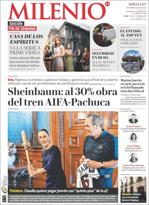 Portada de Milenio Hidalgo del sábado, 25 de abril de 2026
