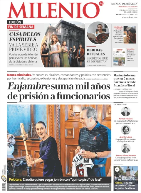 Portada de Milenio Edo de Mexico del sábado, 25 de abril de 2026