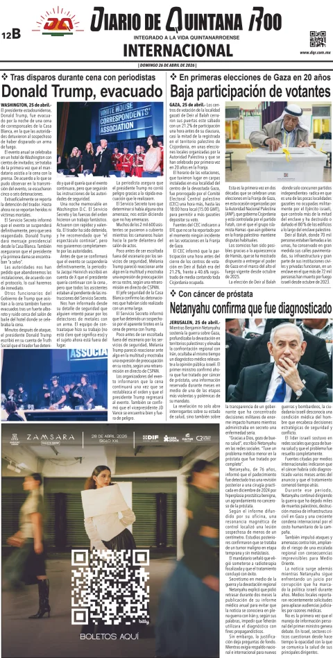 Portada de Diario de Quintana Roo (contra Portada)