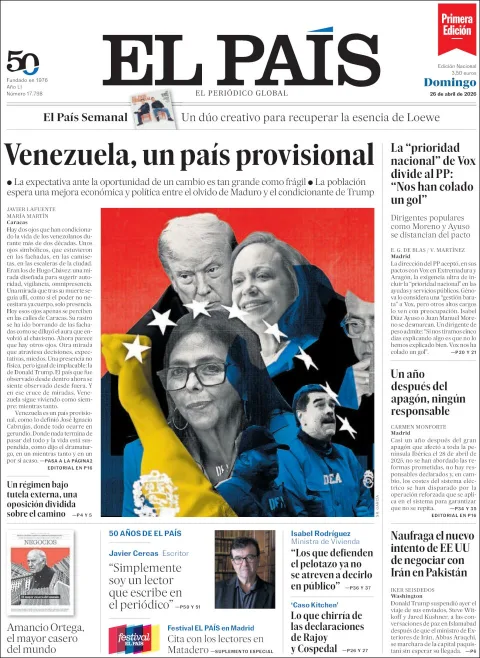 Portada de El Pais