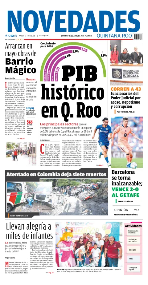 Portada de Novedades Quintana Roo