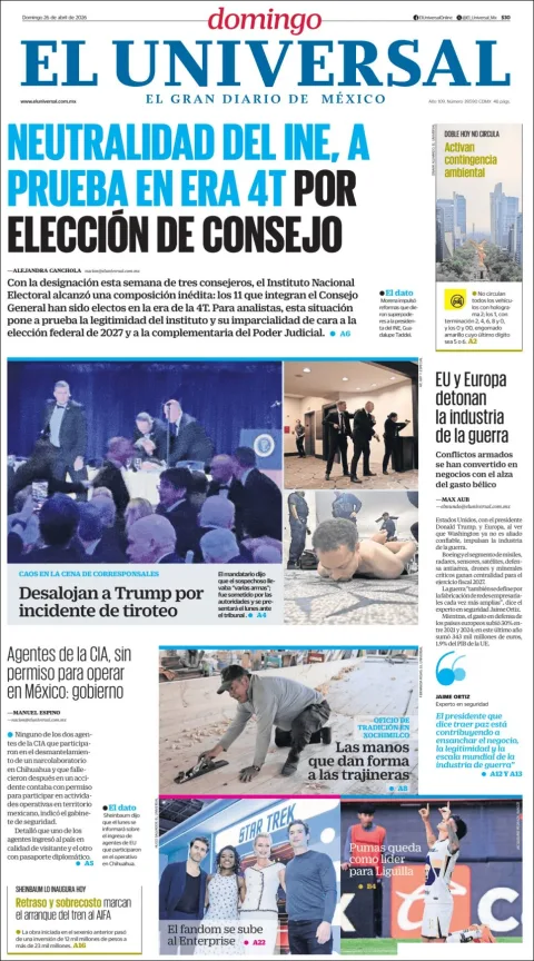 Portada de El Universal