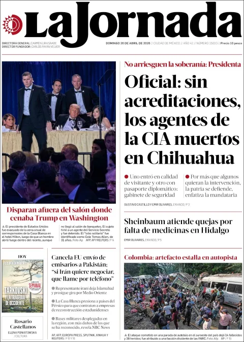 Portada de La Jornada