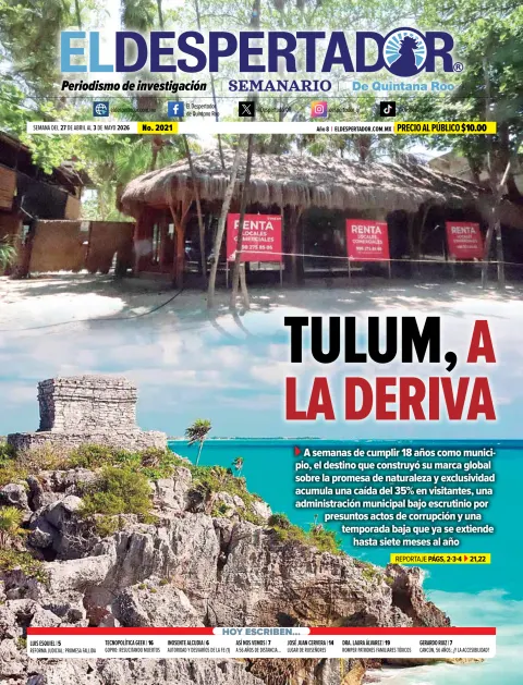Portada de El Despertador de Quintana Roo del lunes, 27 de abril de 2026