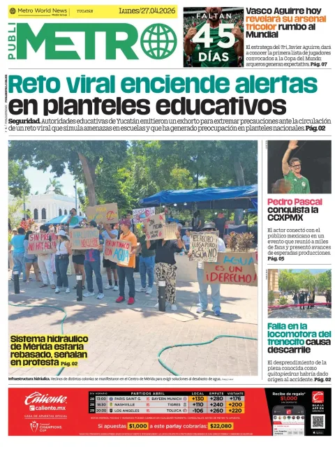 Portada de Publimetro Merida del lunes, 27 de abril de 2026