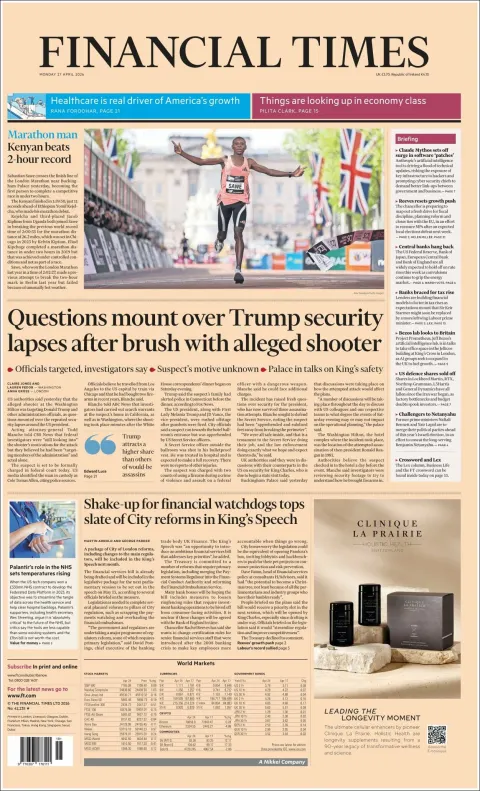 Portada de Financial Times del 2026-04-27
