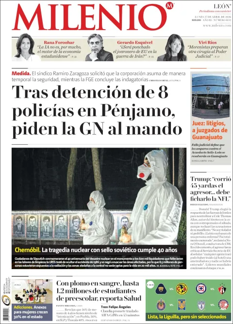 Portada de Milenio Leon del lunes, 27 de abril de 2026