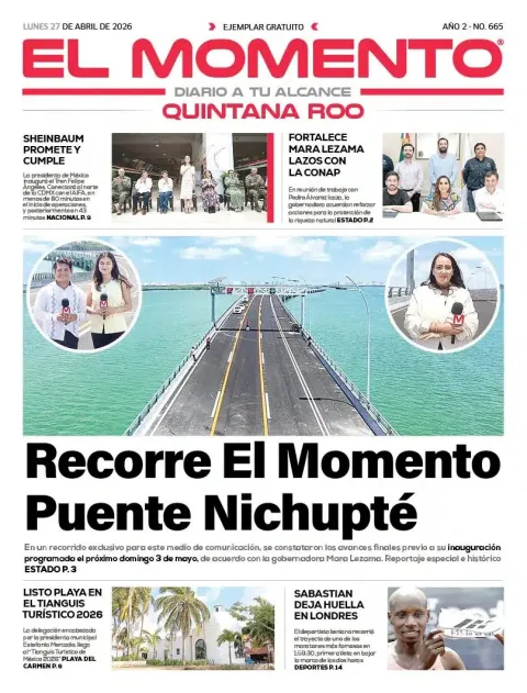 Portada de El Momento Quintana Roo del lunes, 27 de abril de 2026