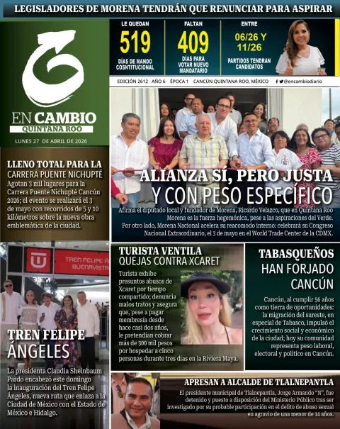 Portada de En Cambio - Quintana Roo (portada) del lunes, 27 de abril de 2026