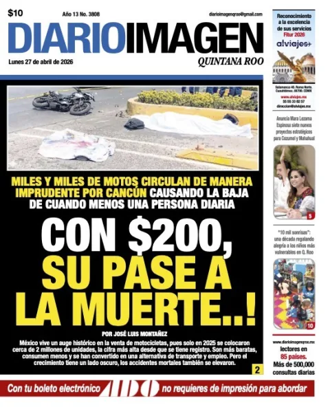 Portada de Diario Imagen Quintana Roo del lunes, 27 de abril de 2026