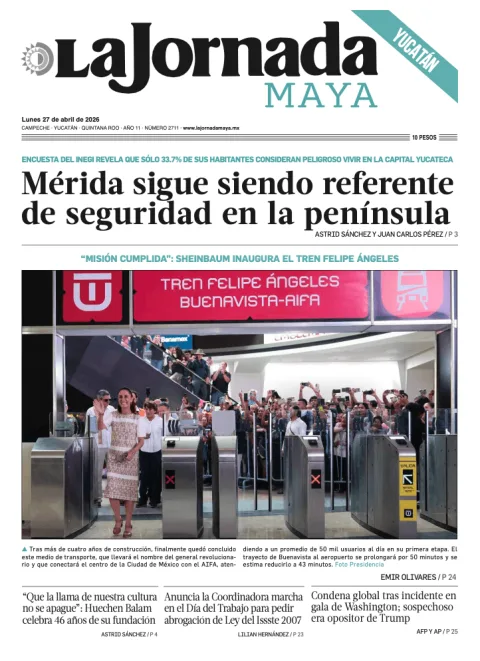 Portada de La Jornada Maya Yucatán del lunes, 27 de abril de 2026