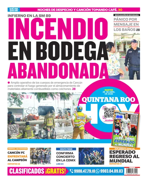 Portada de Quintana Roo Hoy (contraportada)