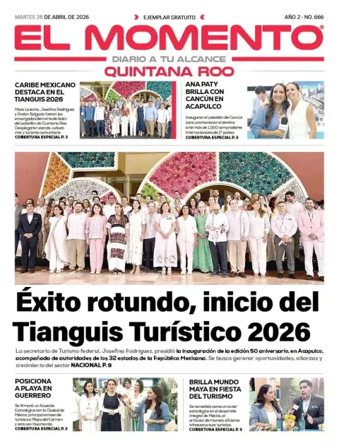 Portada de El Momento Quintana Roo del martes, 28 de abril de 2026