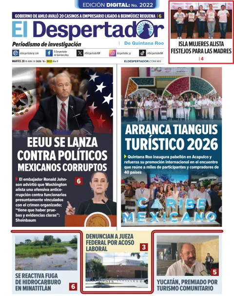 Portada de El Despertador de Quintana Roo del martes, 28 de abril de 2026