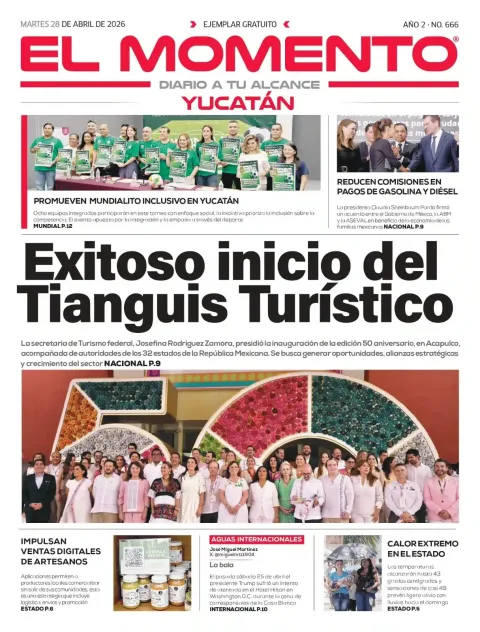Portada de El Momento Yucatan del martes, 28 de abril de 2026