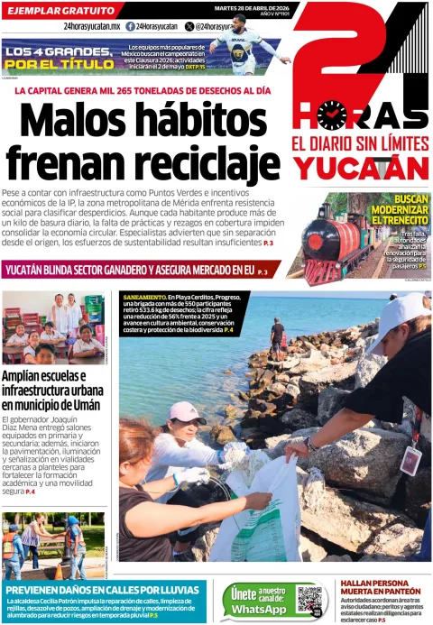 Portada de 24 Horas Yucatan del 2026-04-28