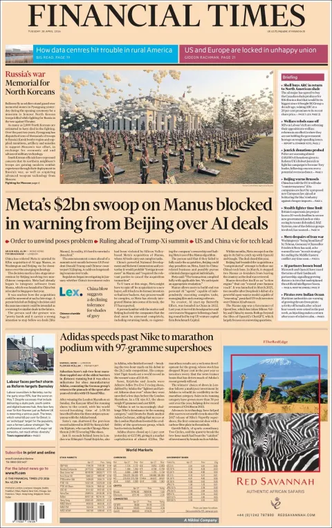 Portada de Financial Times del 2026-04-28