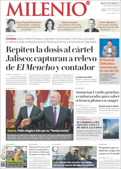 Portada de Milenio del martes, 28 de abril de 2026