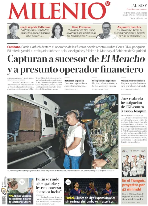 Portada de Milenio Jalisco del martes, 28 de abril de 2026
