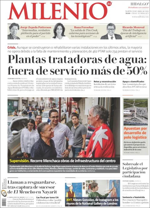 Portada de Milenio Hidalgo del martes, 28 de abril de 2026
