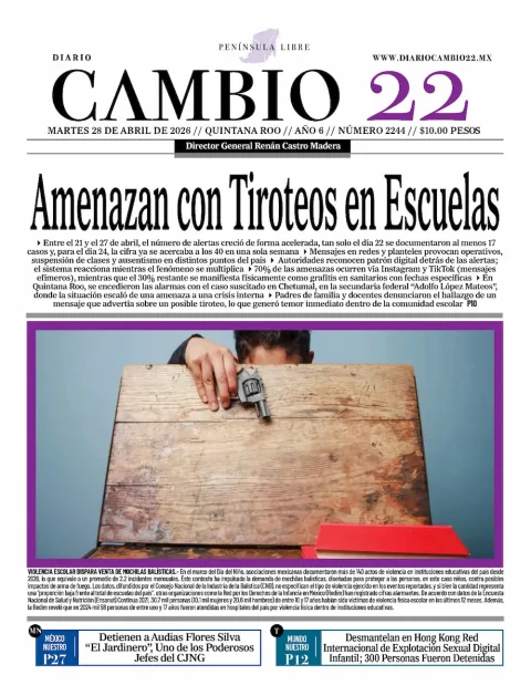 Portada de Diario Cambio 22 (contraportada) del martes, 28 de abril de 2026