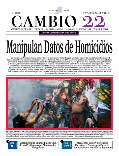 Portada de Diario Cambio 22 (portada) del martes, 28 de abril de 2026