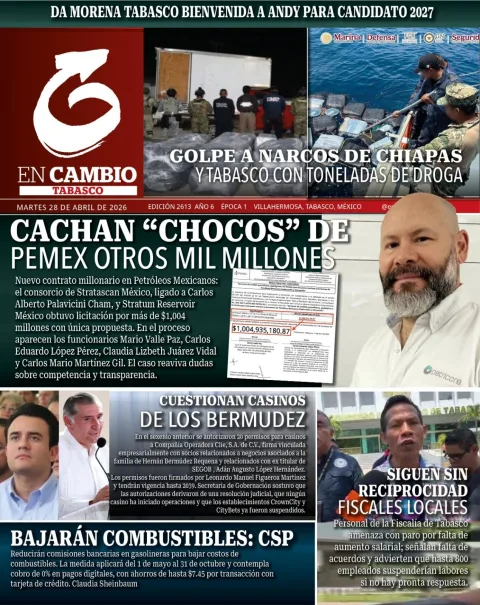 Portada de En Cambio - Tabasco (portada) del martes, 28 de abril de 2026