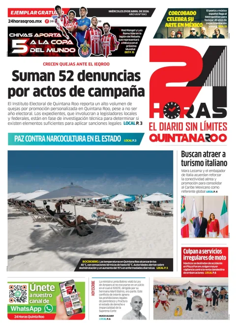 Portada de 24 Horas Quintana Roo