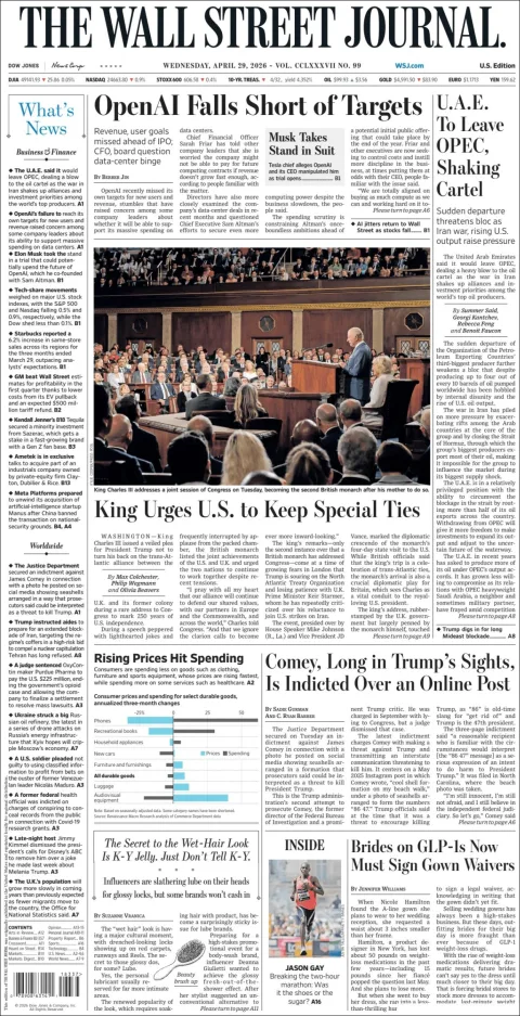 Portada de The Wall Street Journal