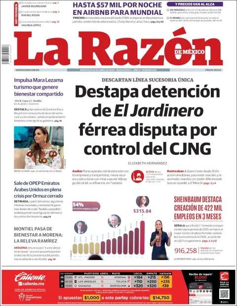 Portada de La Razon del miércoles, 29 de abril de 2026