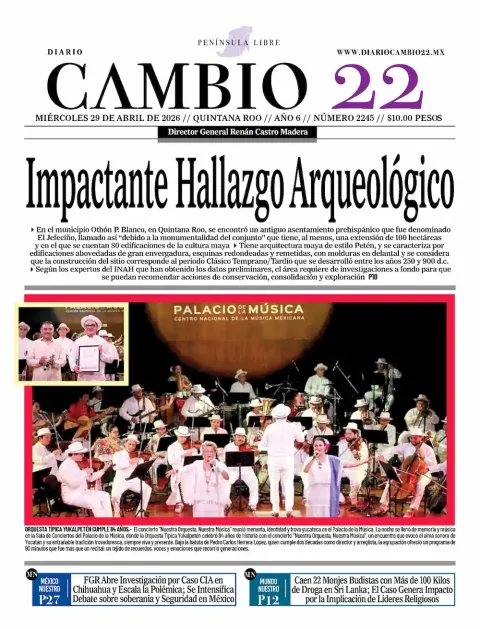 Portada de Diario Cambio 22 (contraportada) del miércoles, 29 de abril de 2026