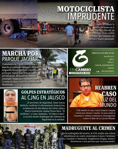 Portada de En Cambio - Quintana Roo (contraportada) del miércoles, 29 de abril de 2026