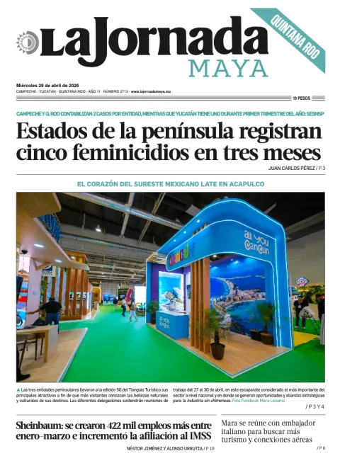 Portada de La Jornada Maya Quintana Roo del miércoles, 29 de abril de 2026